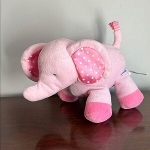 Babies R Us Pink Elephant Plush Stuffed Animal 2012 Polka Dot Ears Satin